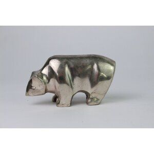 Vintage Cast Metal Bear Figurine, Mid Century Rustic Decor, 3.5”